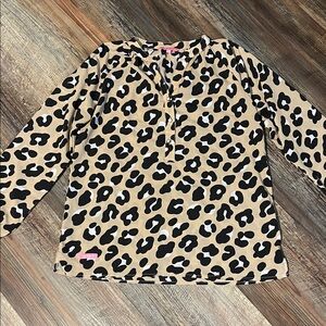 Simply Southern Tan and Black Leopard Print Blouse